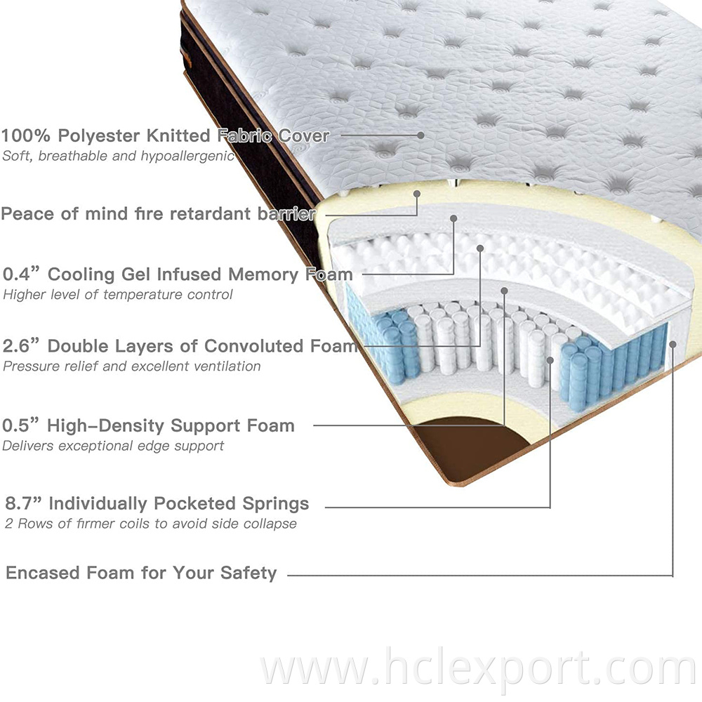 High quality single full king double mattresses in a box king double gel memory foam spring mattress
